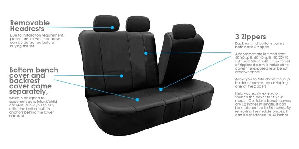 FH Group PU Leather Seat Covers with Built-In Seat Back Organizer