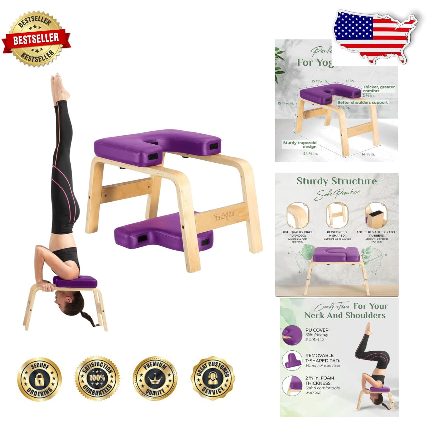 Compact Yoga Inversion Chair - Ideal for Meditation and Versatile Exercises