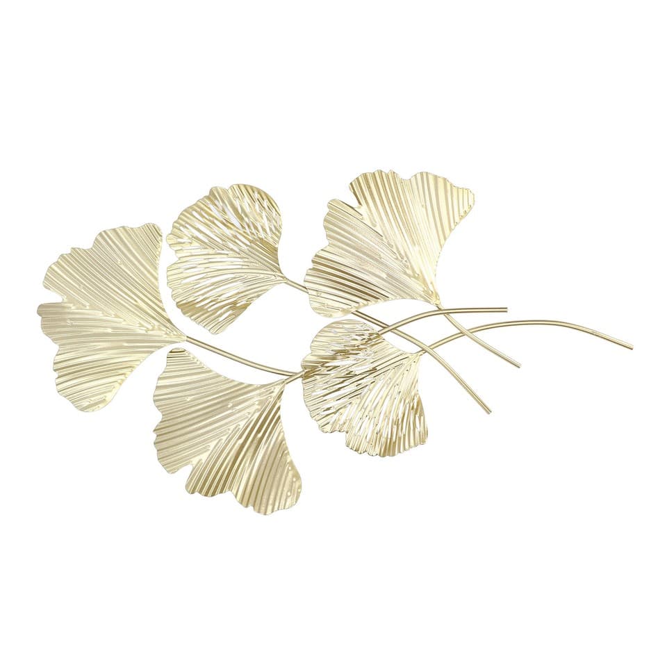 Metal Wall Decor Iron Simulated 3D Ginkgo Leaves Hanging Wall Sculpture ...