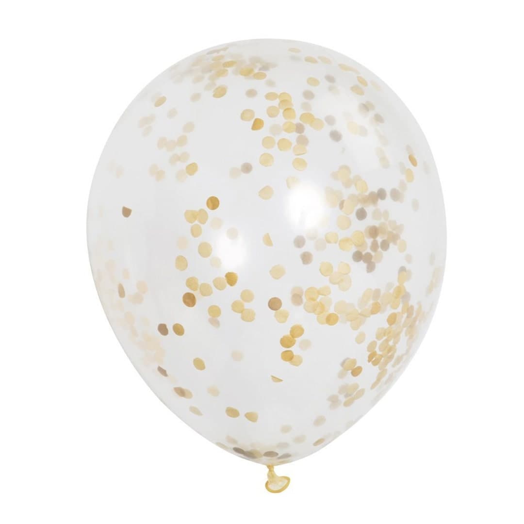 6 CT Gold Confetti Balloons/ Gold Party Decorations/ Gold Balloon Decor ...