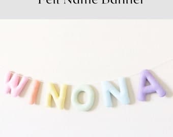Felt Name Banner Cloud Nursery Decor Personalized Gift Baby Name Banner ...
