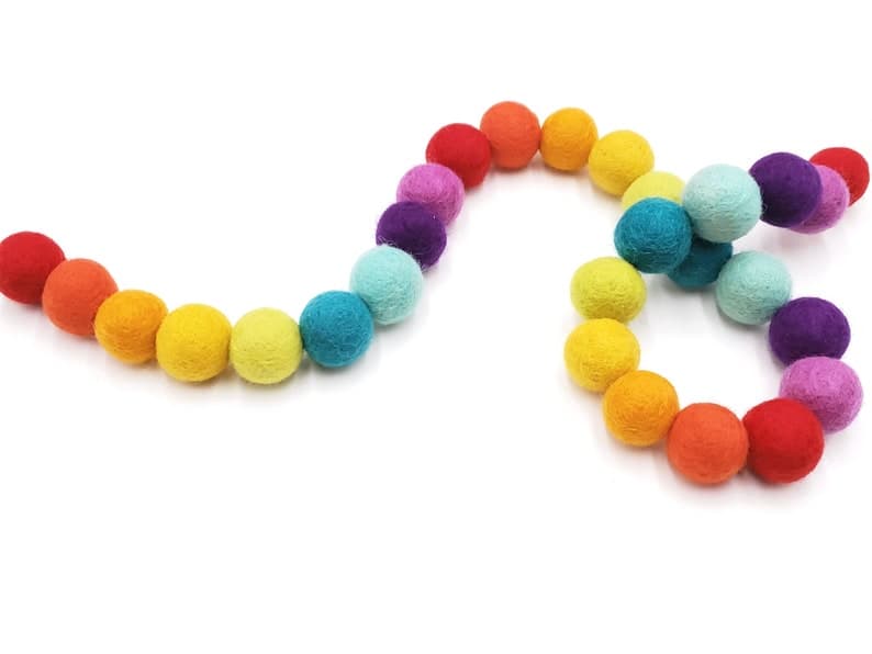 Rainbow Felt Ball Garland: 100% New Zealand Wool, Party Decor - Etsy