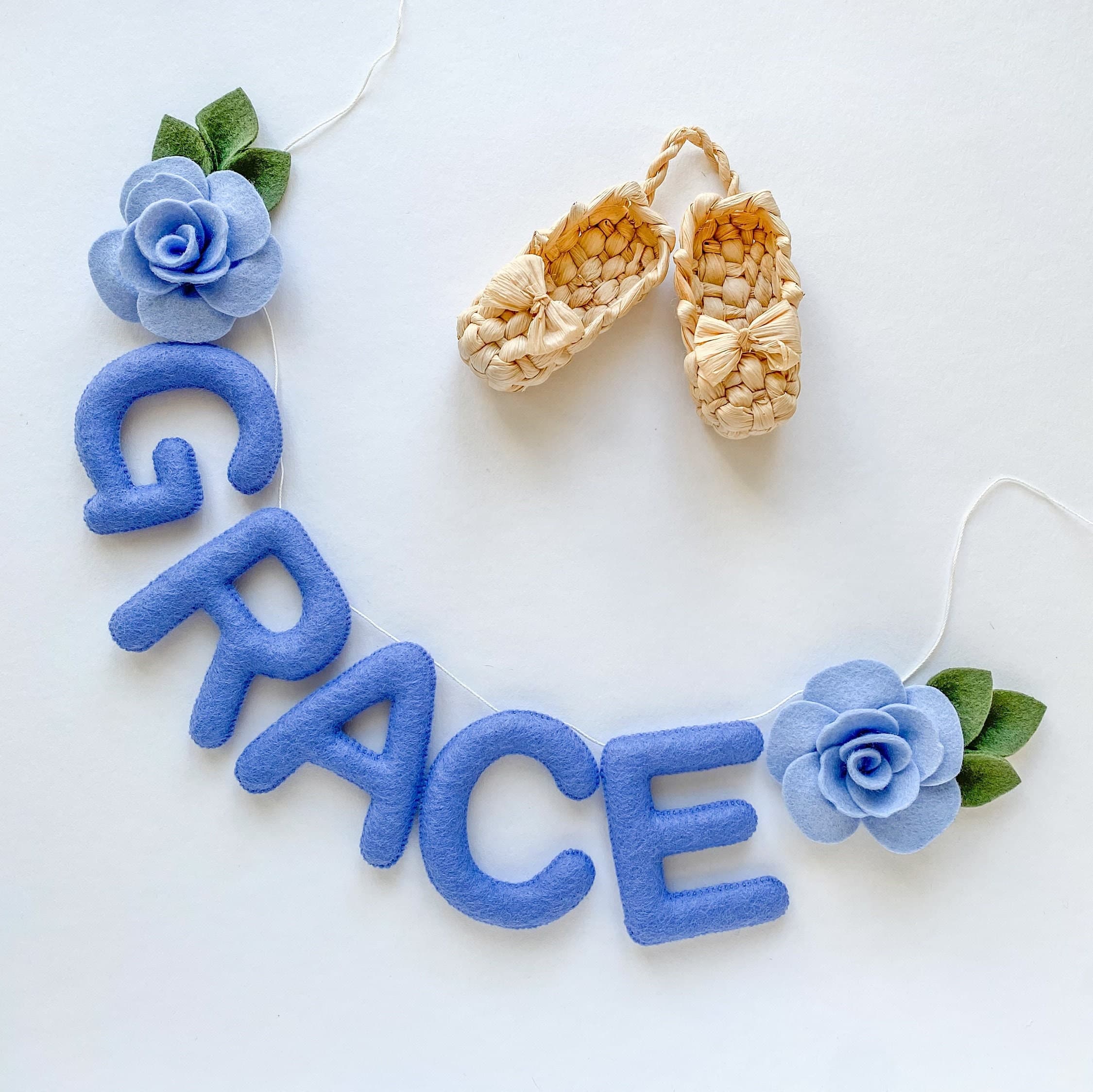 Felt Name Banner: Handmade Wool Flower Garland, Nursery Decor - Etsy