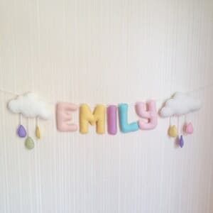 Felt Cloud Name Banner, Baby Name Garland, Nursery Decor, Personalized ...