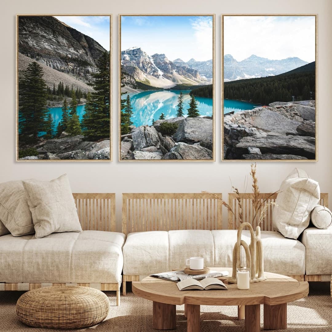 Canadian Rockies Wall Art Canvas Print, Framed Mountain Landscape Art ...