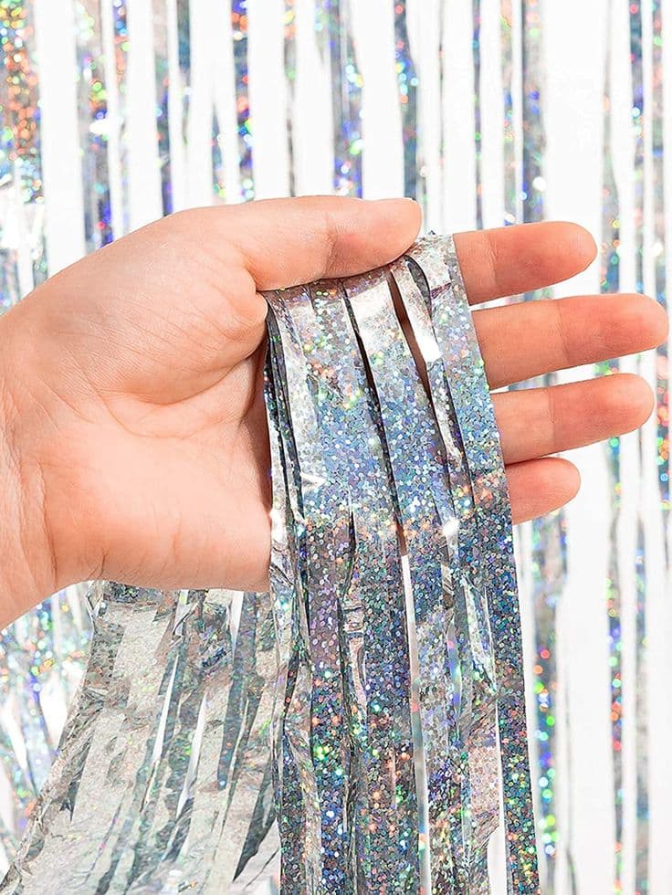 1pc Metallic Fringe Curtain | Curtain fringe, Party streamers, Foil curtain