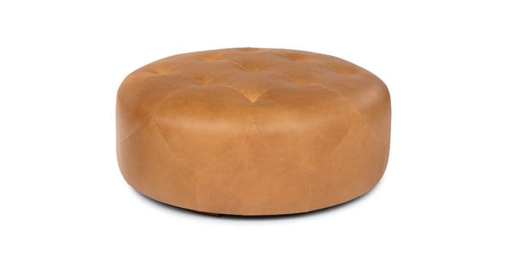 Charme Tan Timpani Leather Ottoman | Article | Leather ottoman coffee ...