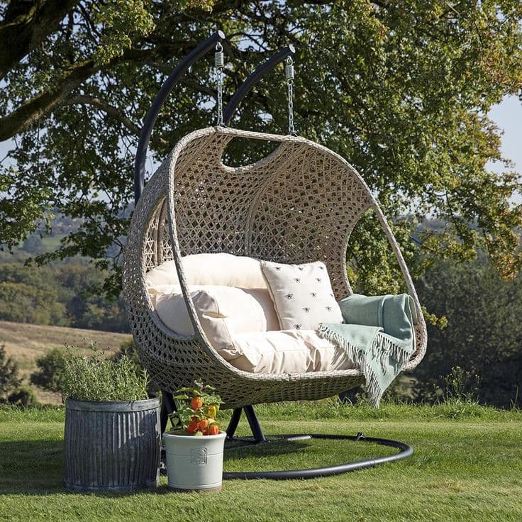 Paxton Rattan Double Hanging Egg Chair | Gardenesque | Hanging chair ...