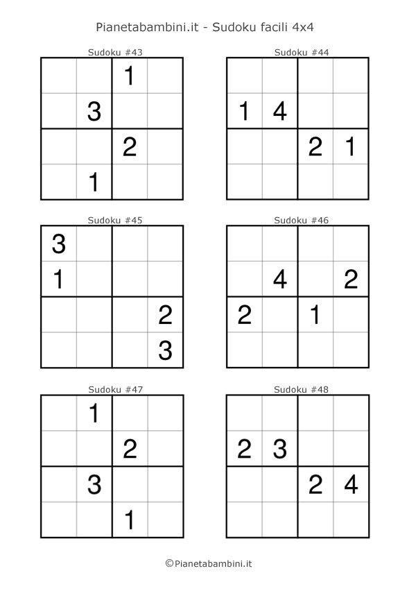 Sudoku per Bambini: 90 Schemi Facili 4x4 da Stampare | Stampabili ...