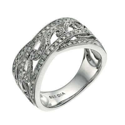 Vintage Sterling Silver Diamond Ring