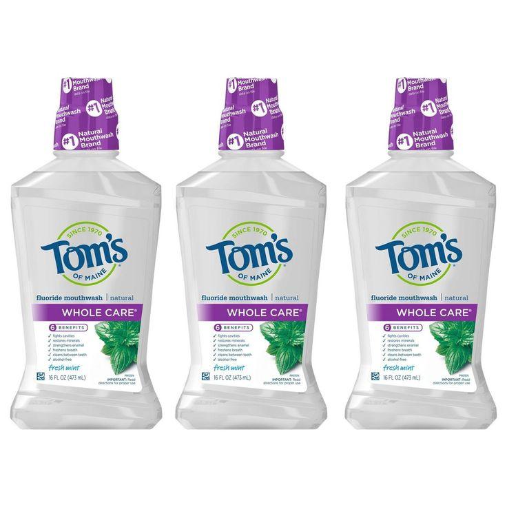 Tom's of Maine Whole Care Natural Mouthwash - Fresh Mint - 16oz/3pk in ...