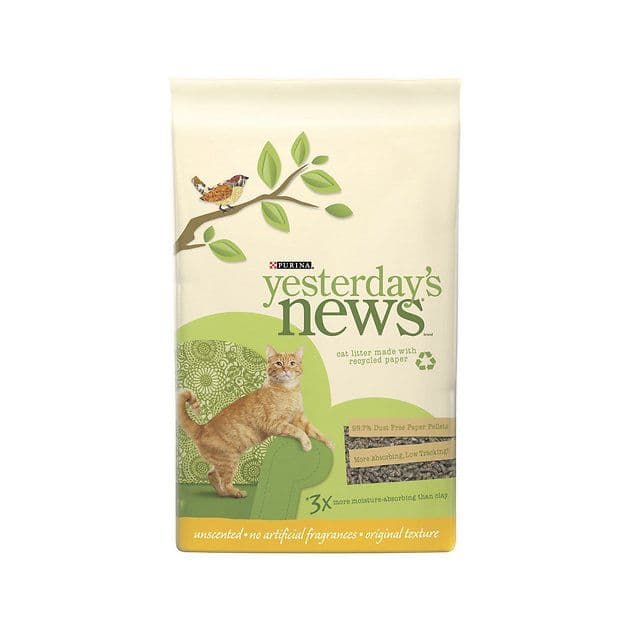 YESTERDAY'S NEWS Original Unscented Non-Clumping Paper Cat Litter, 5-lb ...