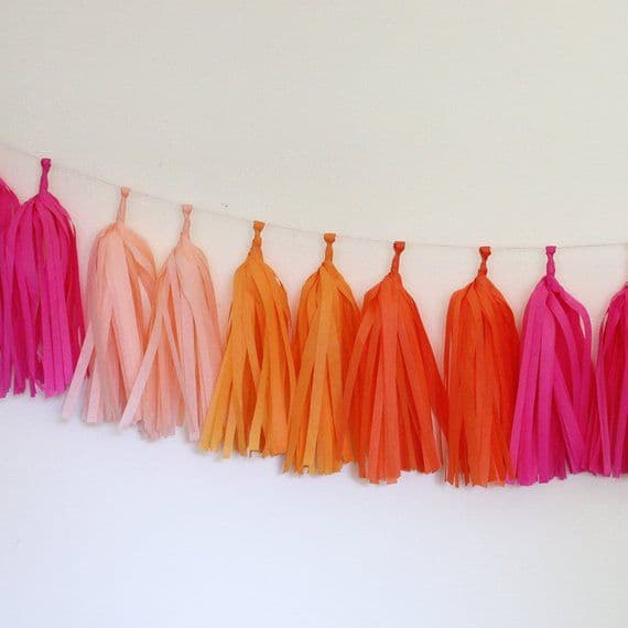 Tissue Paper Tassel Garland- Bright Tissue Paper Garlands, Tissue Paper ...