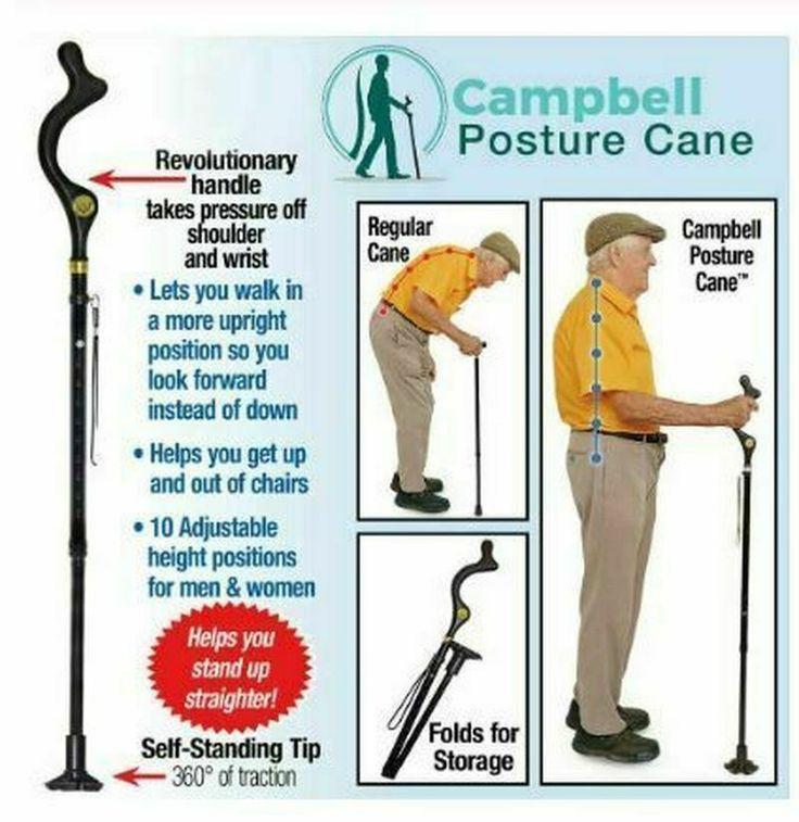 Campbell Posture Cane Walking foldable Cane with Adjustable Heights ...