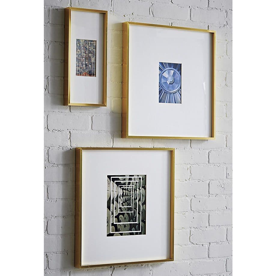 Gallery Brass Picture Frames with White Mats | CB2 | Brass picture ...