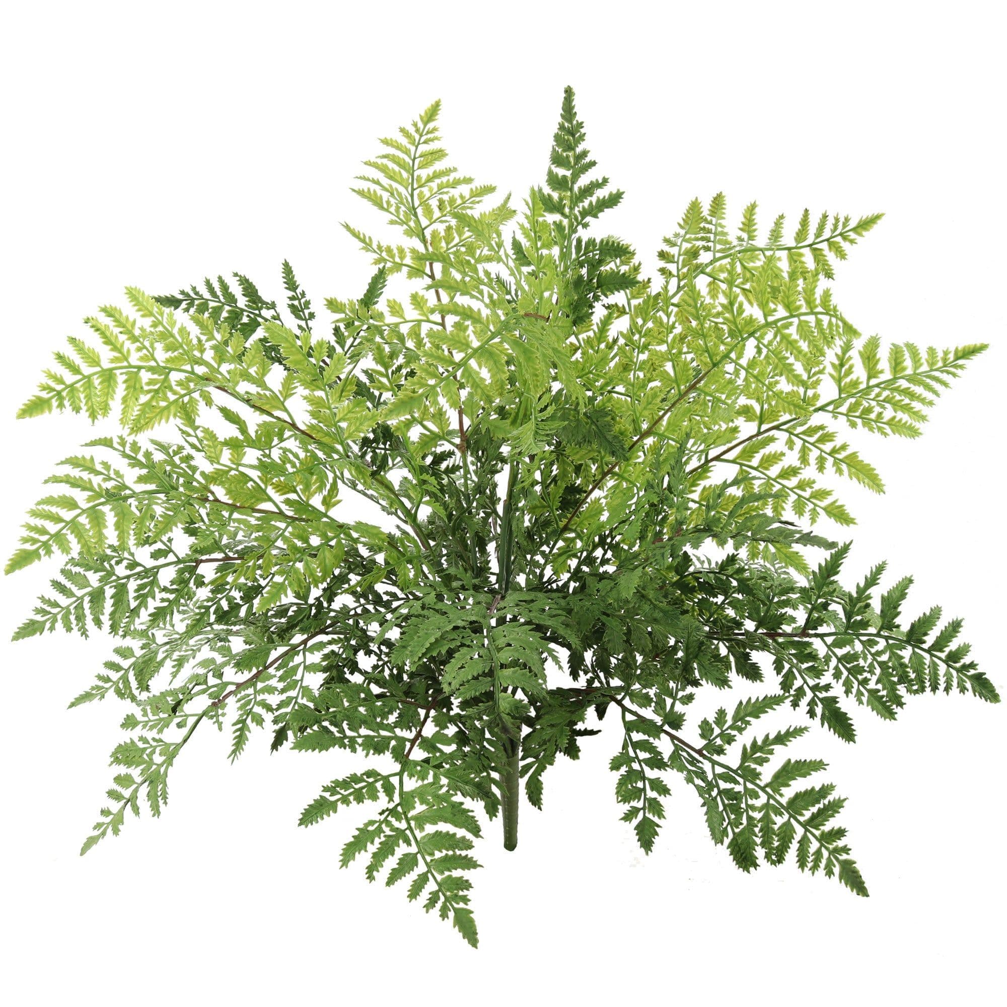 Artificial Leather Fern Bush 28 Wide 7 Sprays of Lifelike Leaves Fern ...