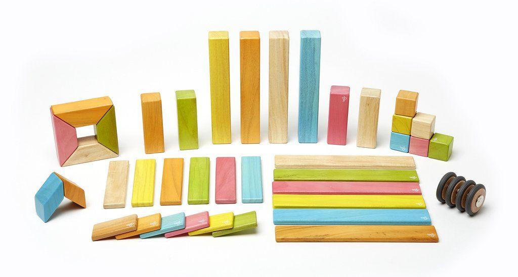 42 Piece Tegu Magnetic Wooden Block Set, Tints, 1-99 years old | Mapamundi