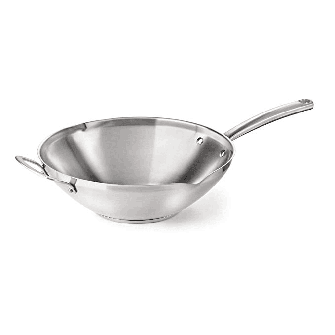 Calphalon Classic Stainless Steel Cookware, Flat-Bottom Wok, 12-inch ...