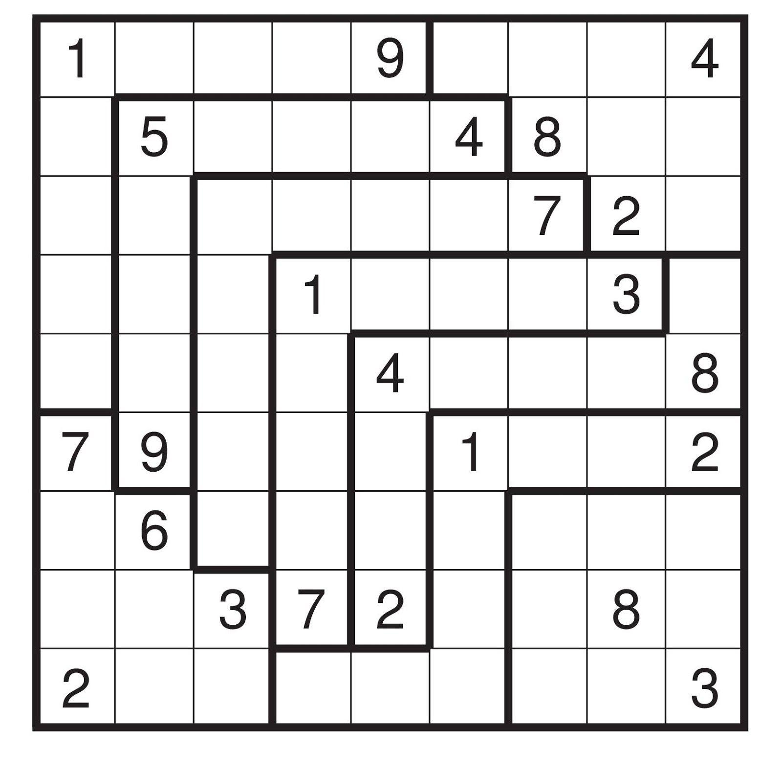 Printable Irregular Sudoku Puzzles | Sudoku puzzles, Sudoku, Sudoku ...