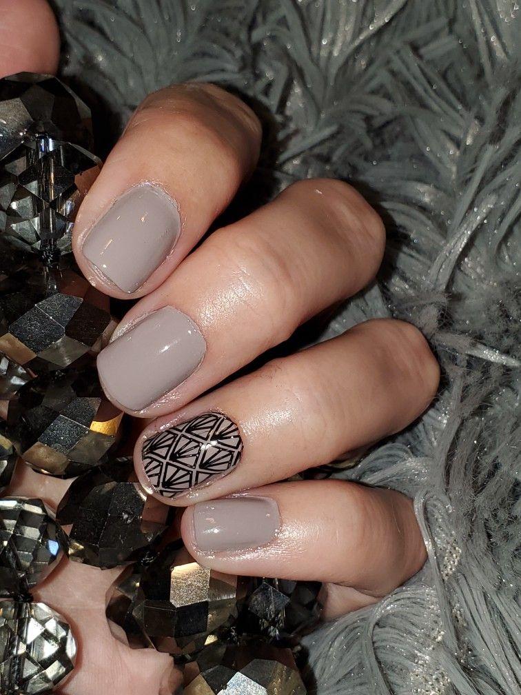 Taupeless Beach by OPI with art deco shell stamp by Maniology #opi # ...