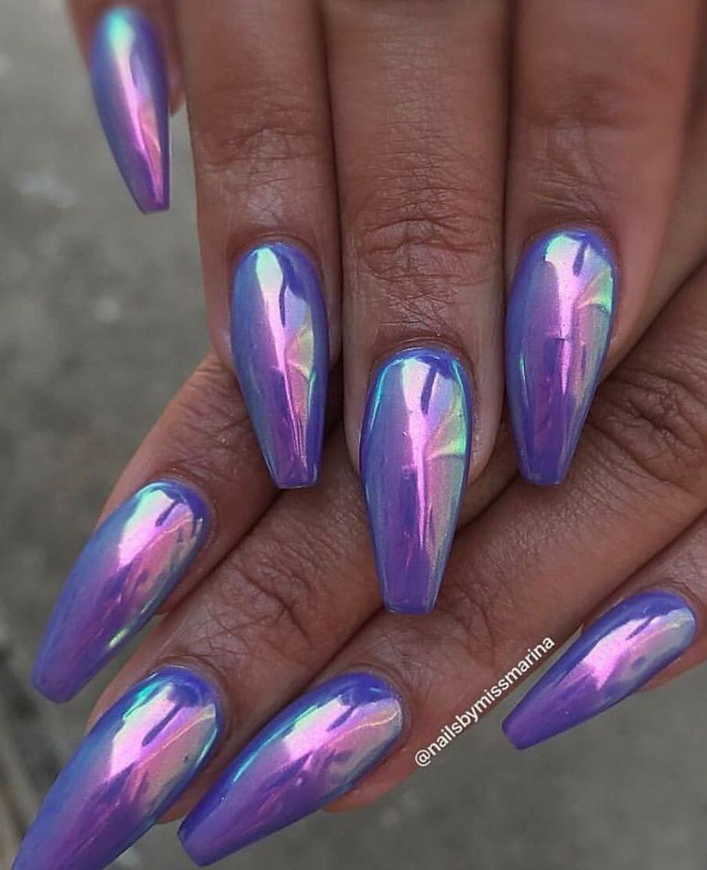 42 Attractive Metallic Nail Designs Ideas | Metallic nails, Opal nails ...