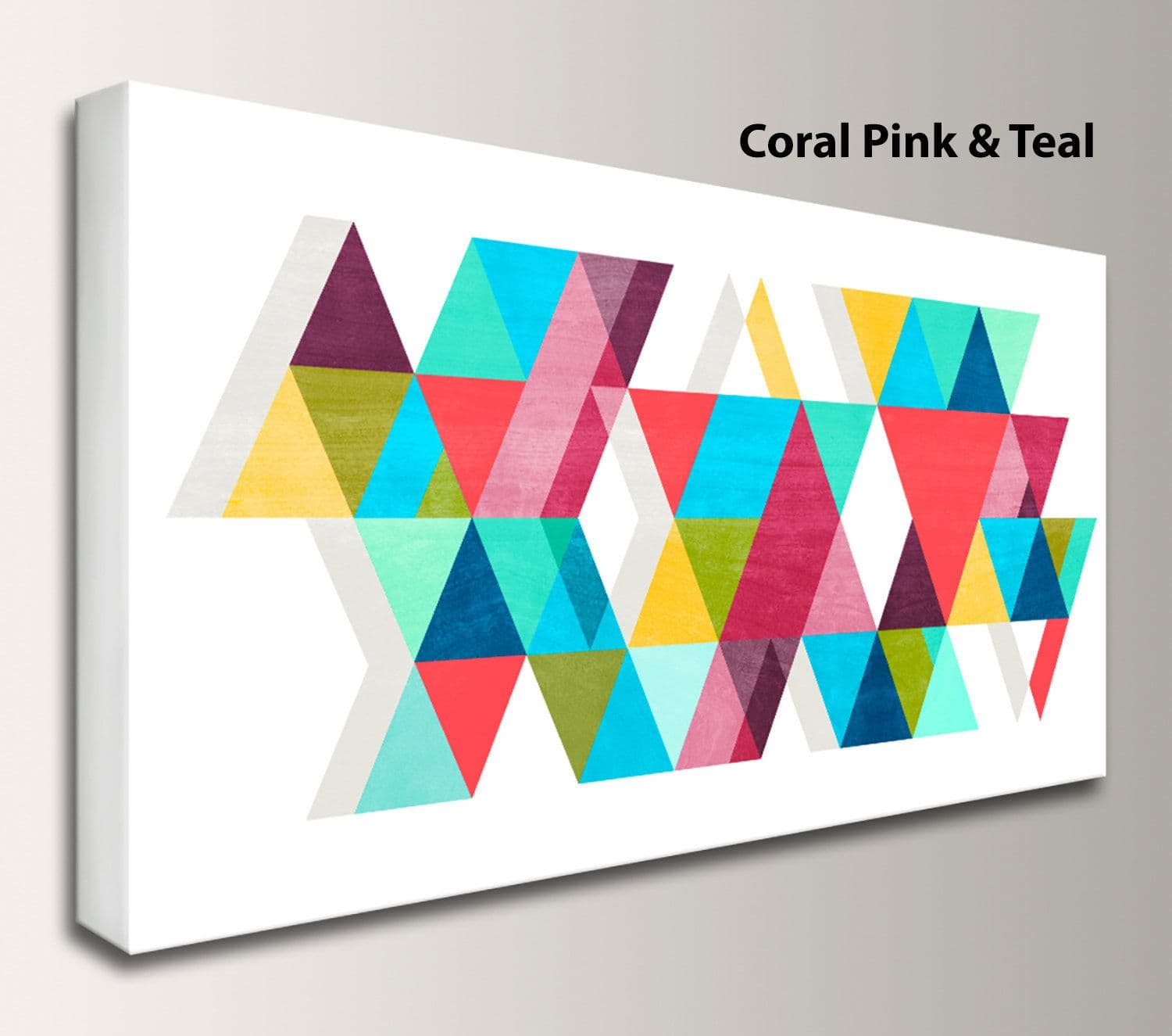 Large Mid-century Canvas Wall Art Framed Canvas Print Geometric ...