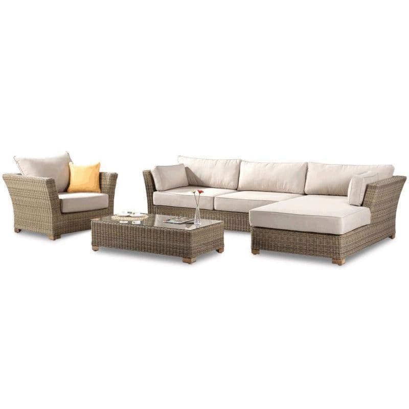 Coco 3P Outdoor Lounge Set w/ Right Chaise in Wheat | Outdoor lounge ...