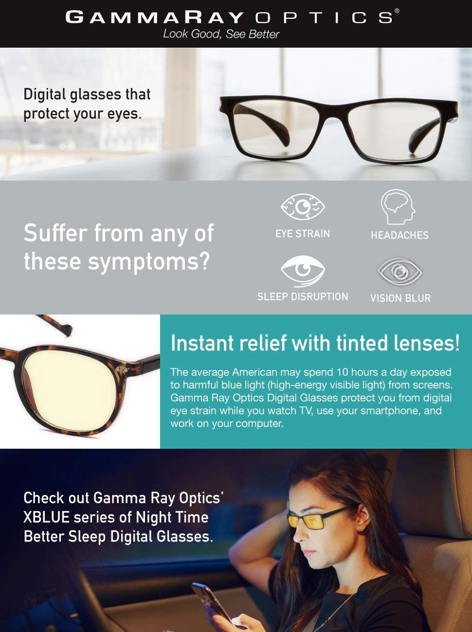 Amazon.com: Gamma Ray Blue Light Blocking Computer Glasses TV Phones ...