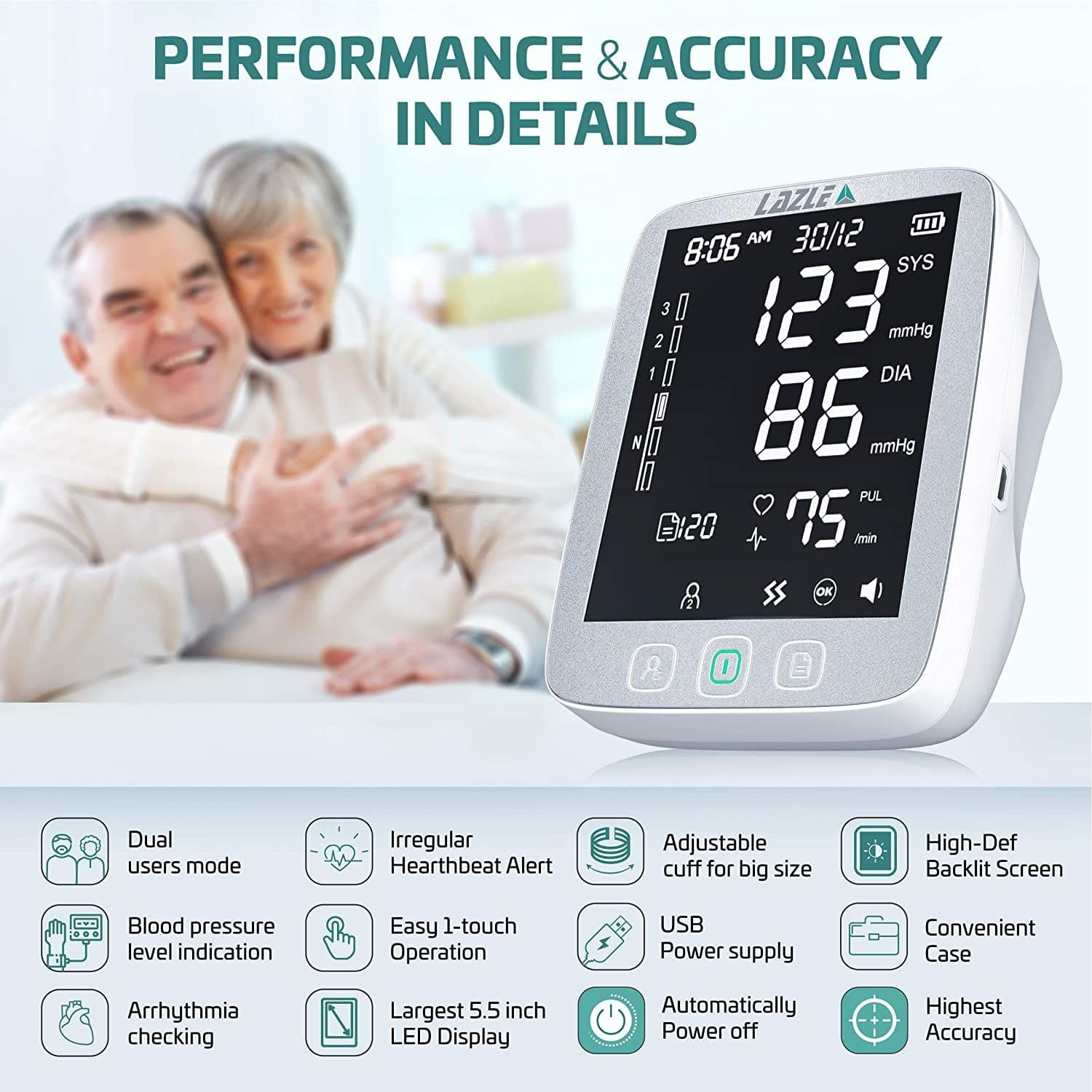 Lazle blood pressure monitor automatic upper arm machine accurate ...