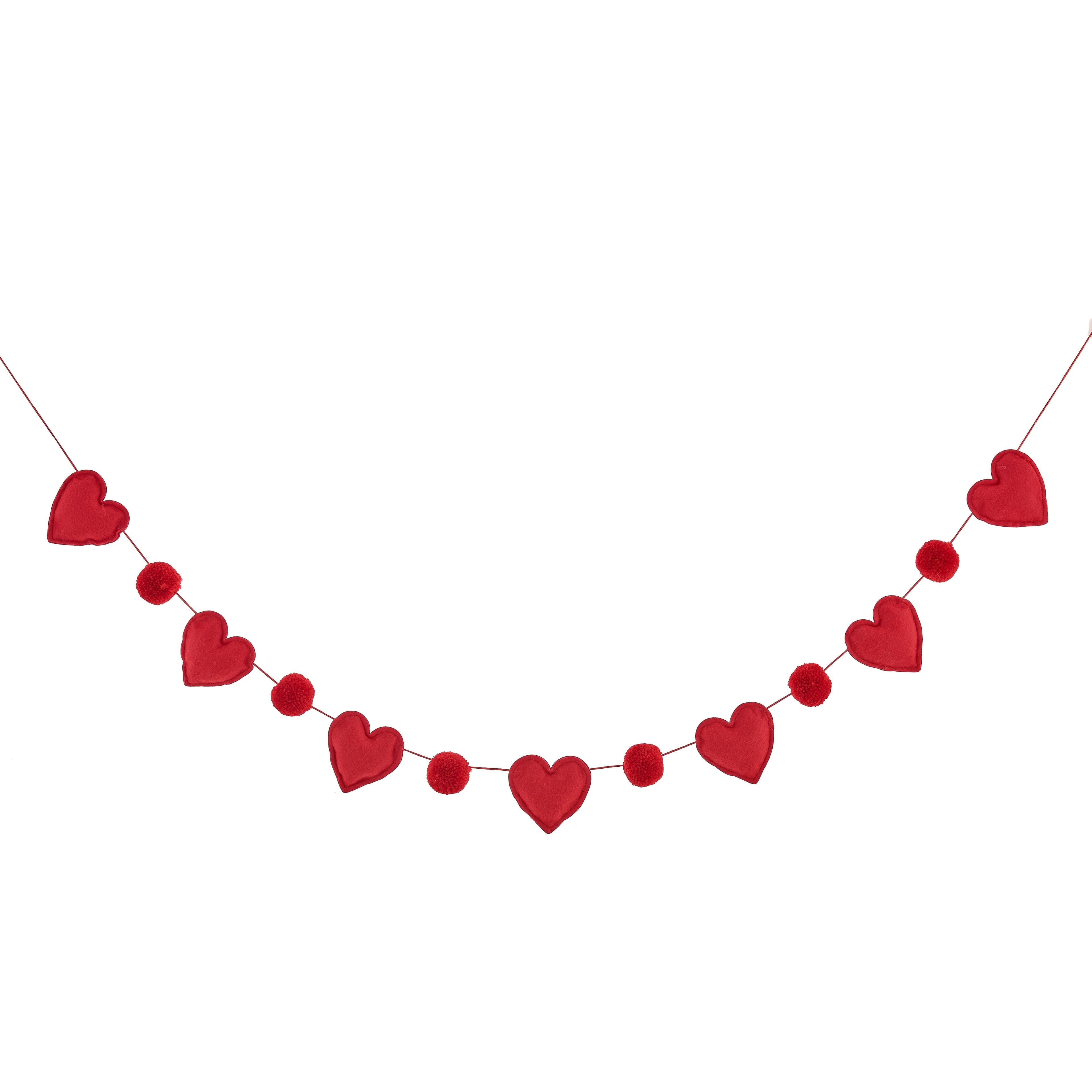 6ft. Red Pom Pom & Felt Heart Garland by Celebrate It™ | Michaels in ...