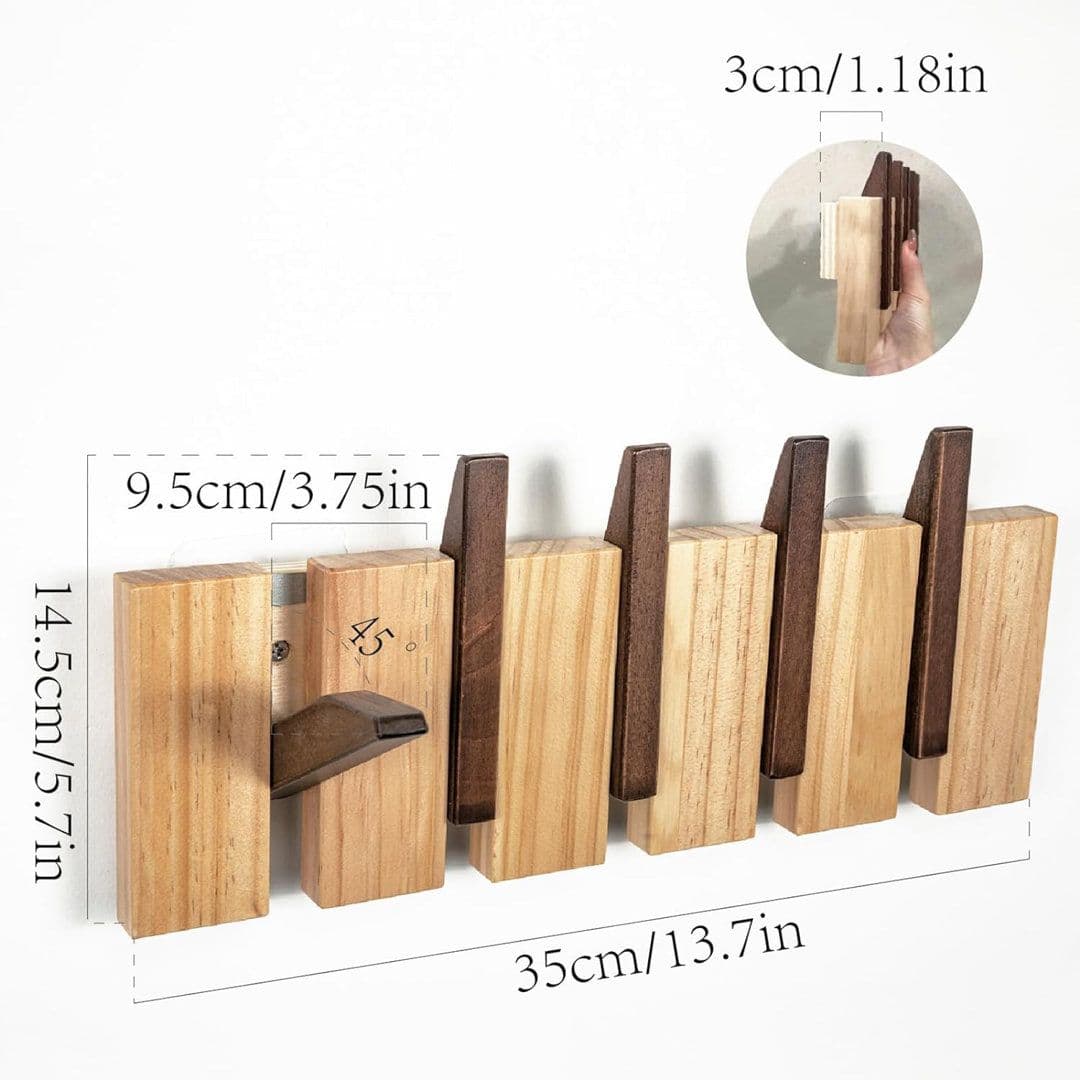 Millwood Pines Coat Rack Wall Mount,Modern Coat Rack With 5 Wood ...