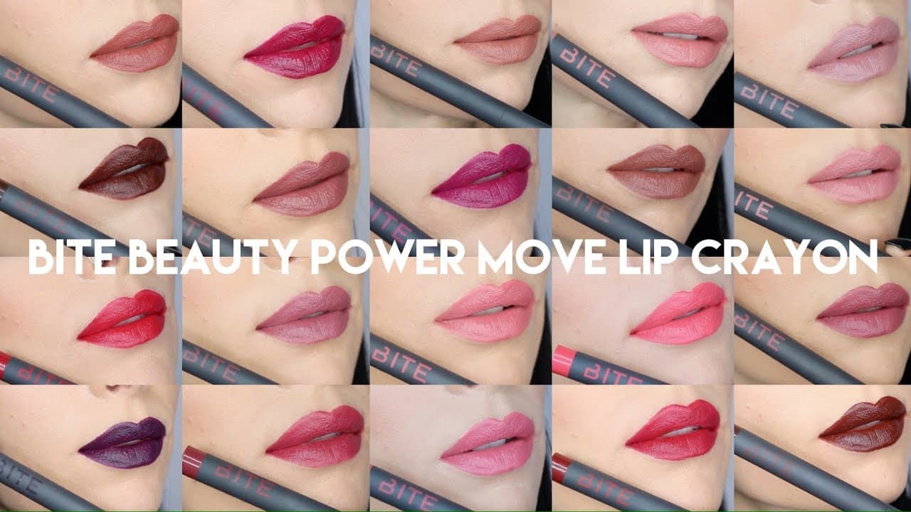 Bite Beauty Power Move Creamy Matte Lip Crayon FULL Swatch ...