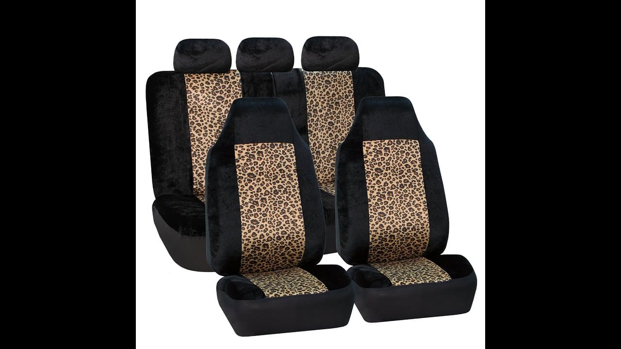 Velour Leopard Print Car Seat Covers for Sedan Truck and SUV- FH Group ...