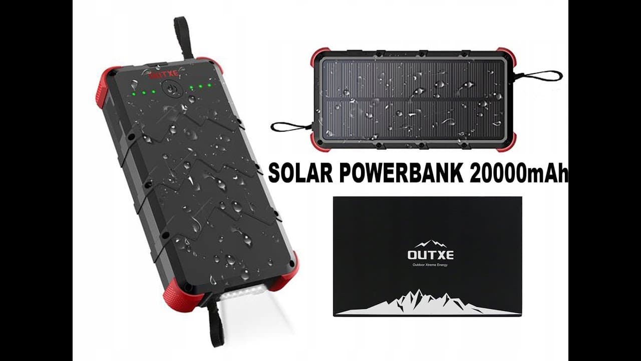 Powerbank OUTXE Savage 20000mAh Power Bank z panelem solarnym - YouTube