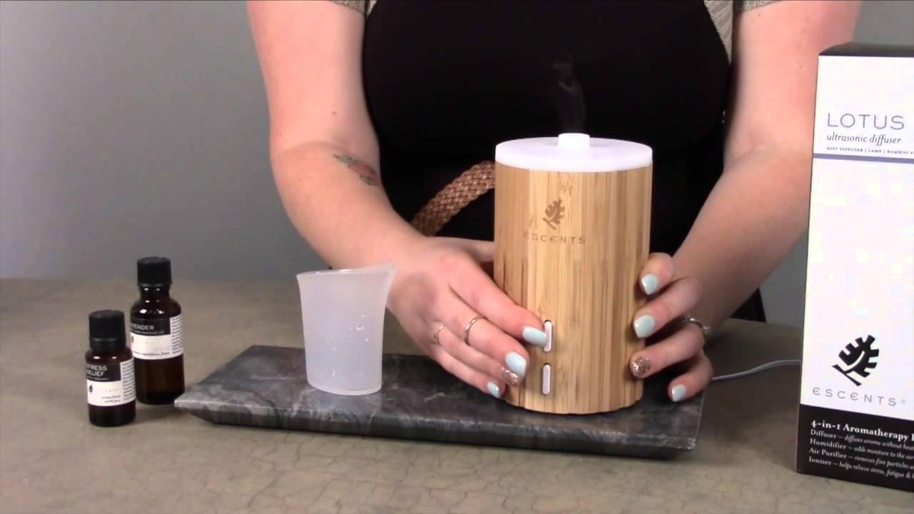 Escents Aromatherapy's Lotus Ultrasonic Diffuser - YouTube