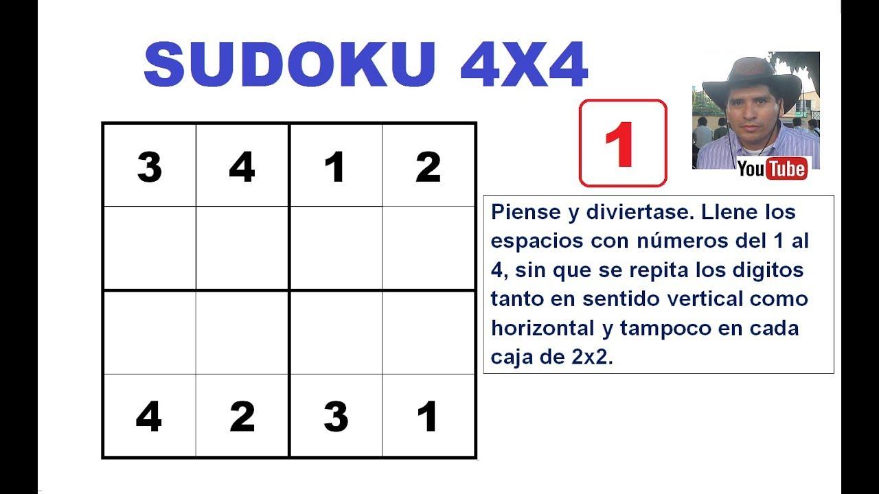 (1) Cómo resolver un SUDOKU de 4x4. NIVEL FÁCIL. - YouTube