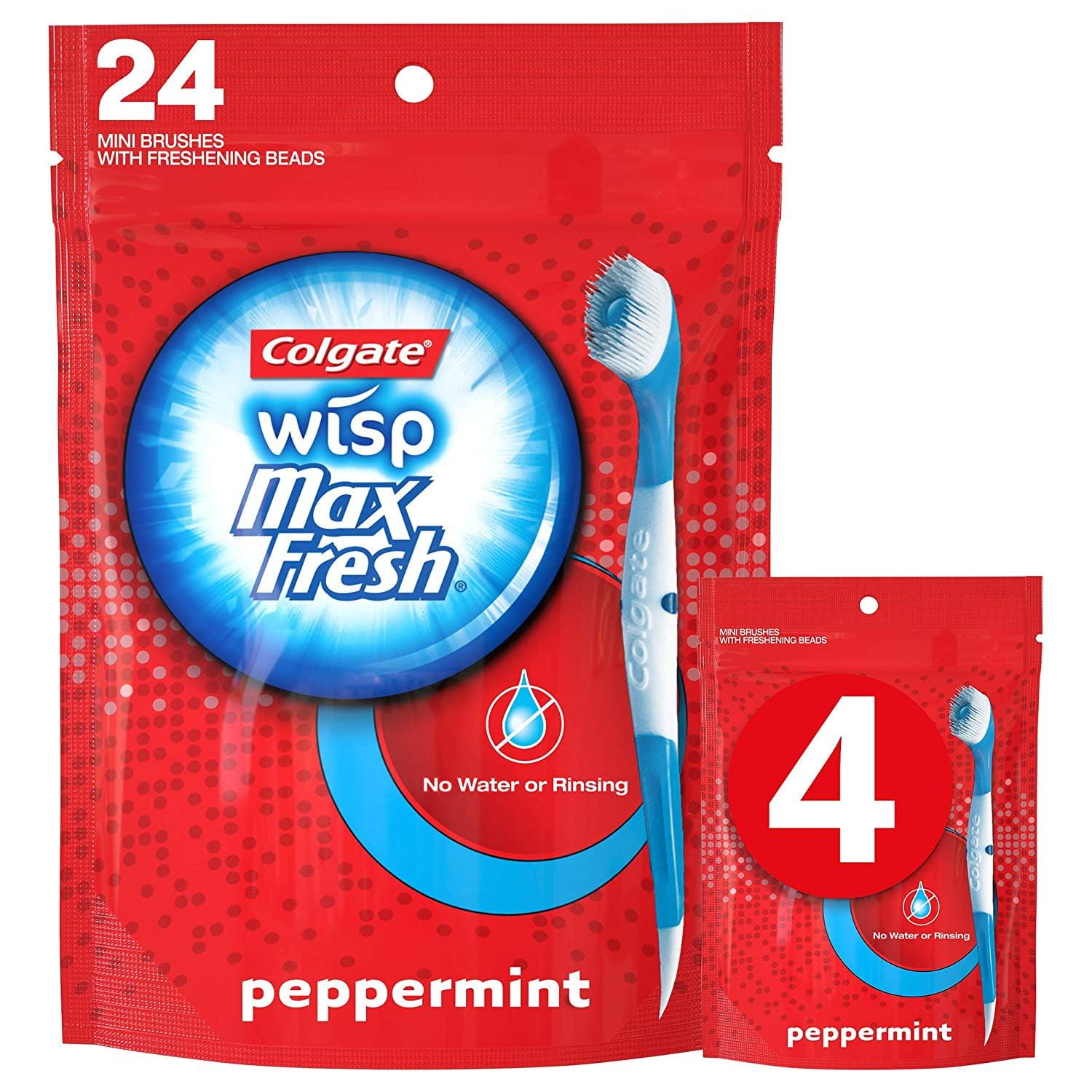 Colgate Max Fresh Wisp Disposable Mini Toothbrush, Peppermint - 24 ...