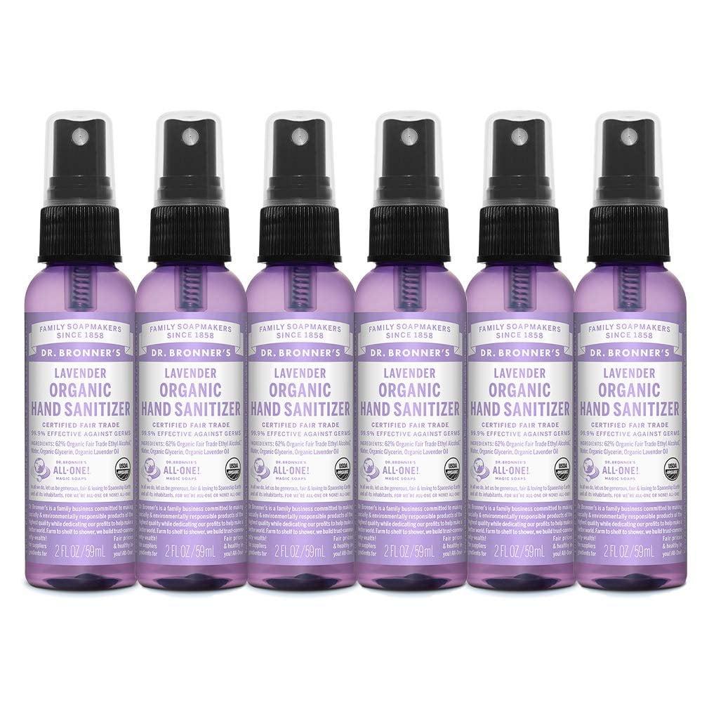 Dr. Bronner's - Organic Hand Sanitizer Spray Lavender, 2 Ounce, 6-Pack ...