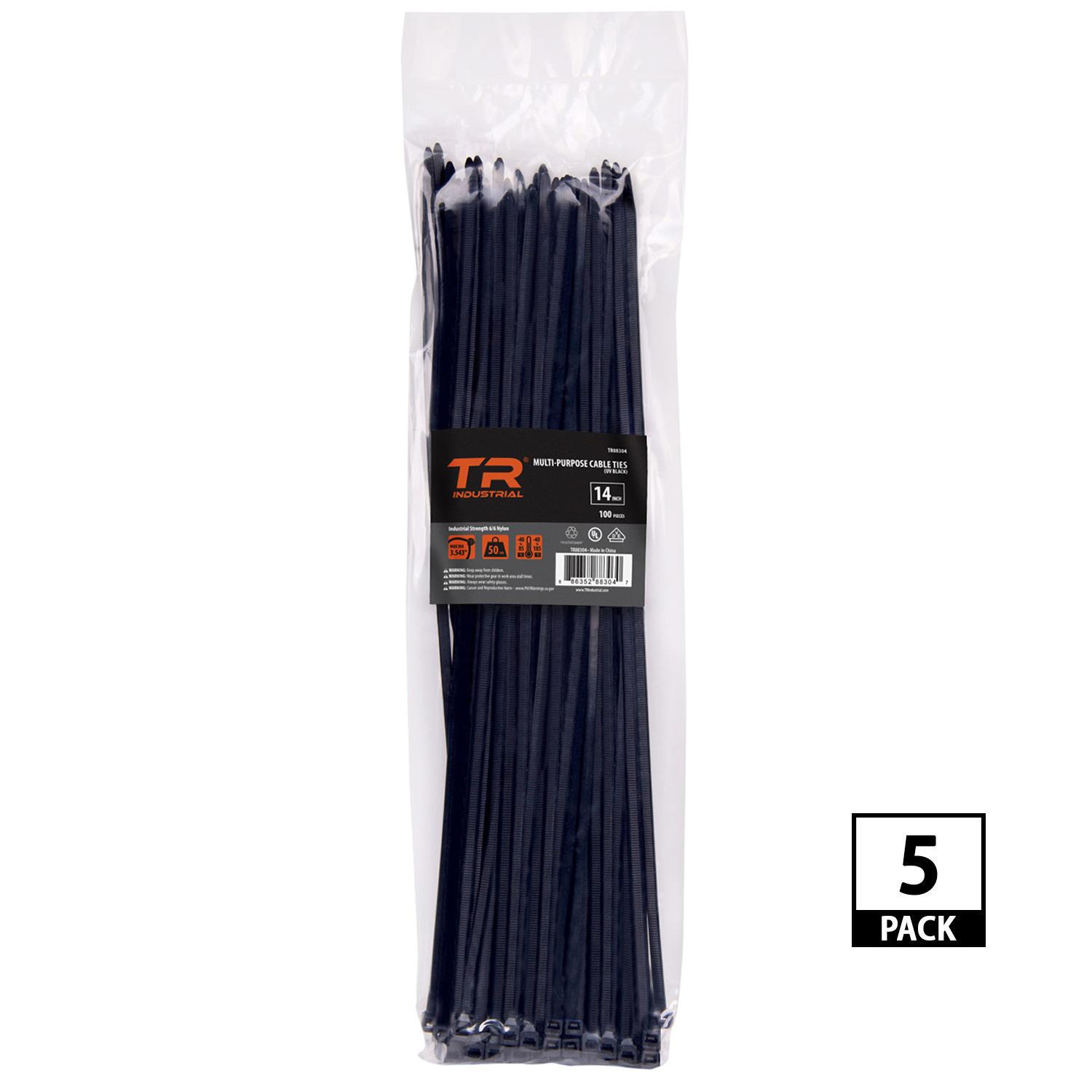 TR Industrial Multi-Purpose UV Resistant Black Cable Ties, 14", 500pk ...