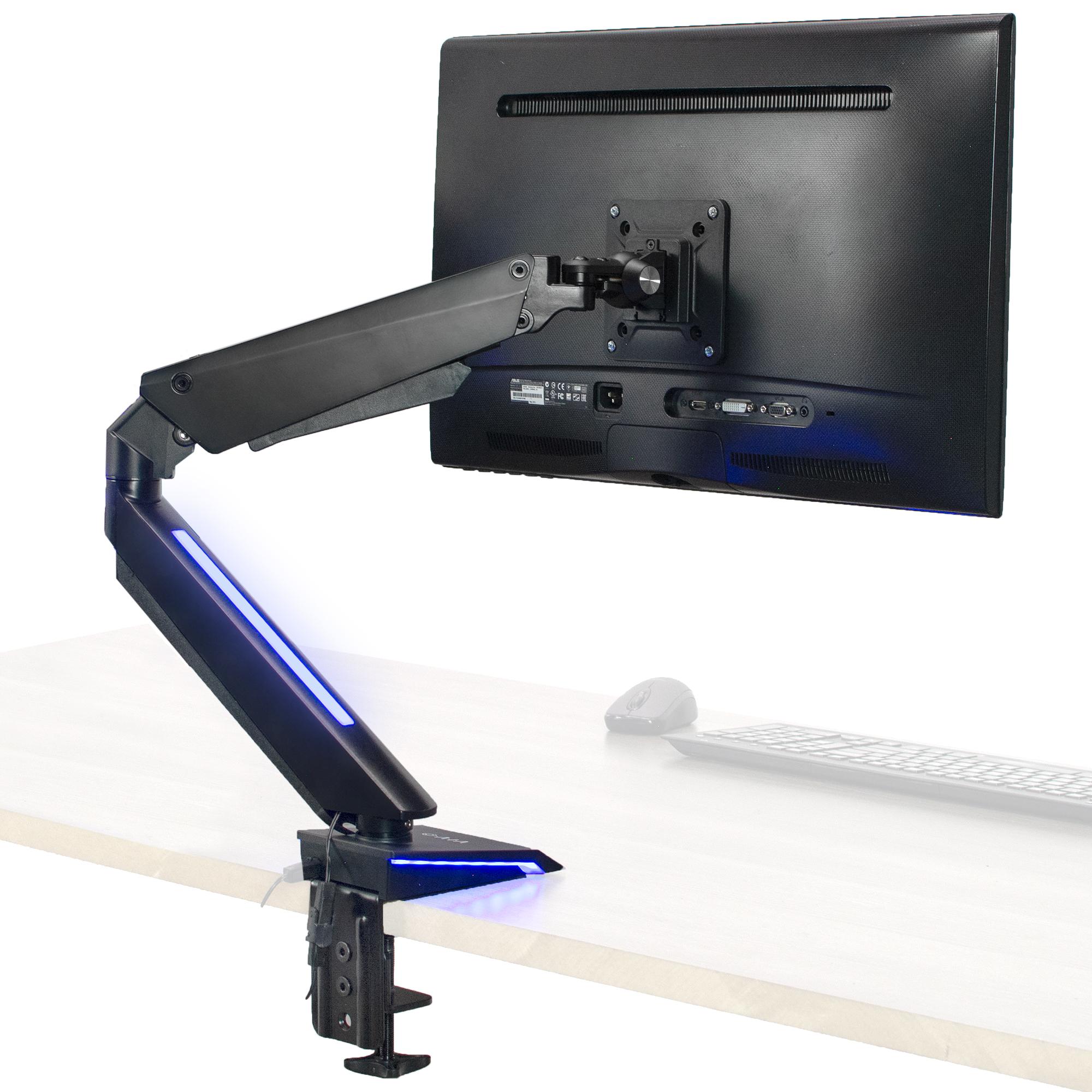 VIVO Single Monitor Gaming Mount Desk Stand w/ LED Lights for Screens ...