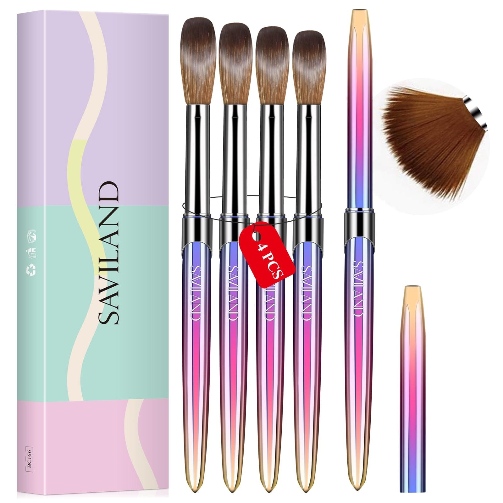 Saviland 4Pcs Acrylic Nail Brushes Set - Profession Nail Art Brush for ...