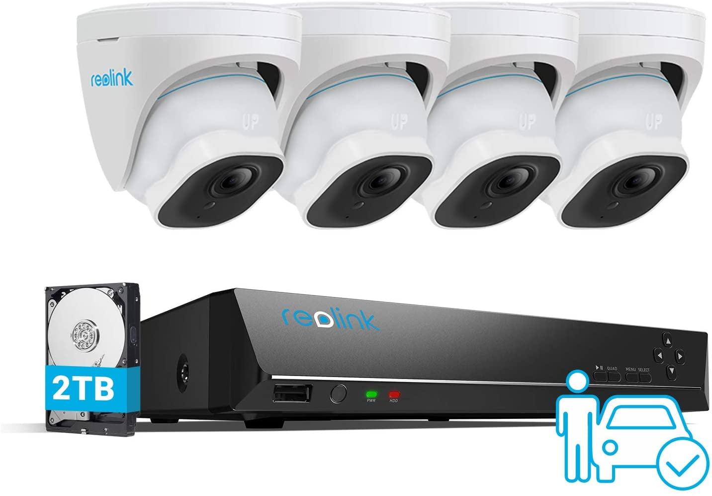 Reolink 4K Security Camera System H.265, 4pcs 8MP Person/Vehicle ...