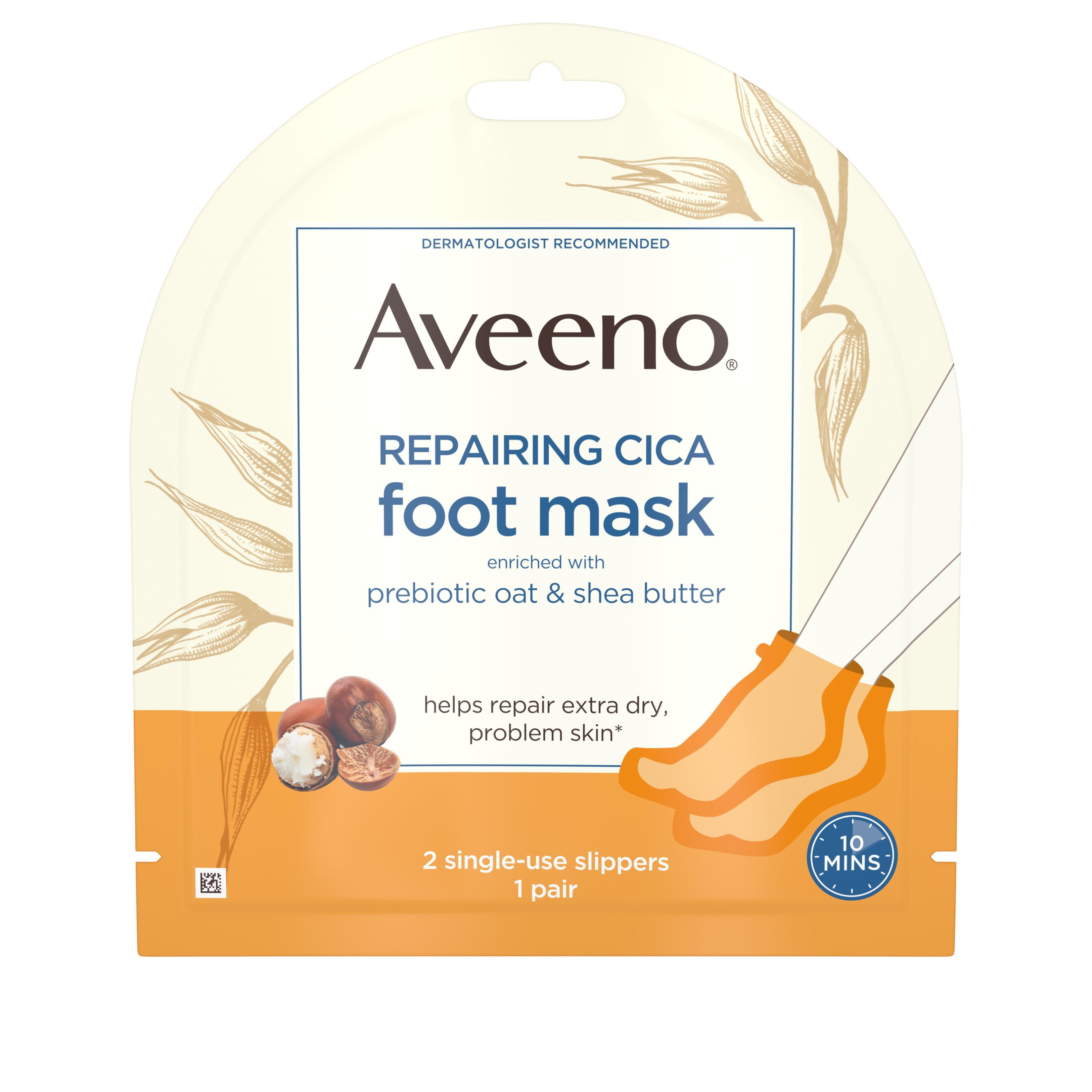 Aveeno Repairing CICA Foot Mask with Prebiotic Oat and Shea Butter ...