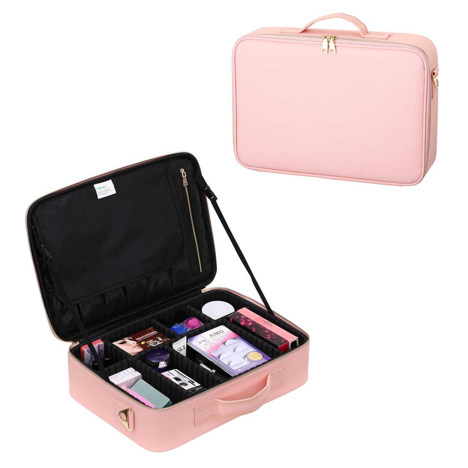 Mllieroo Portable Travel Makeup Train Case 15.8'' Mini Makeup Bag ...