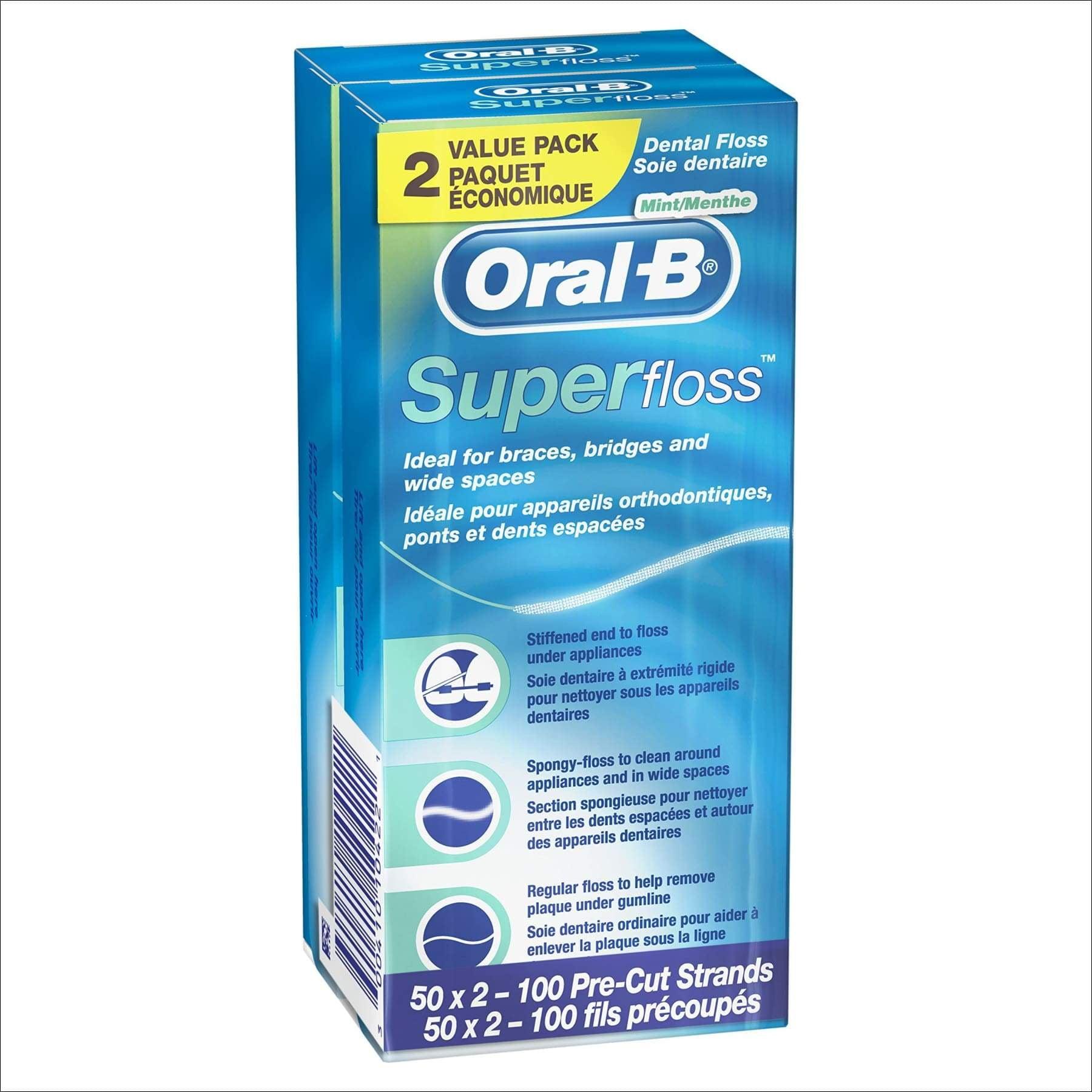 Oral-B Super Floss Pre-Cut Strands, Mint, 50 Count, Pack of 2 2 Pack ...