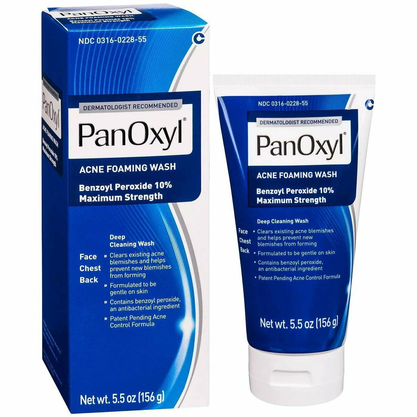 Panoxyl Acne Foaming Face Wash Benzoyl Peroxide 10% Maximum Strength, 5 ...