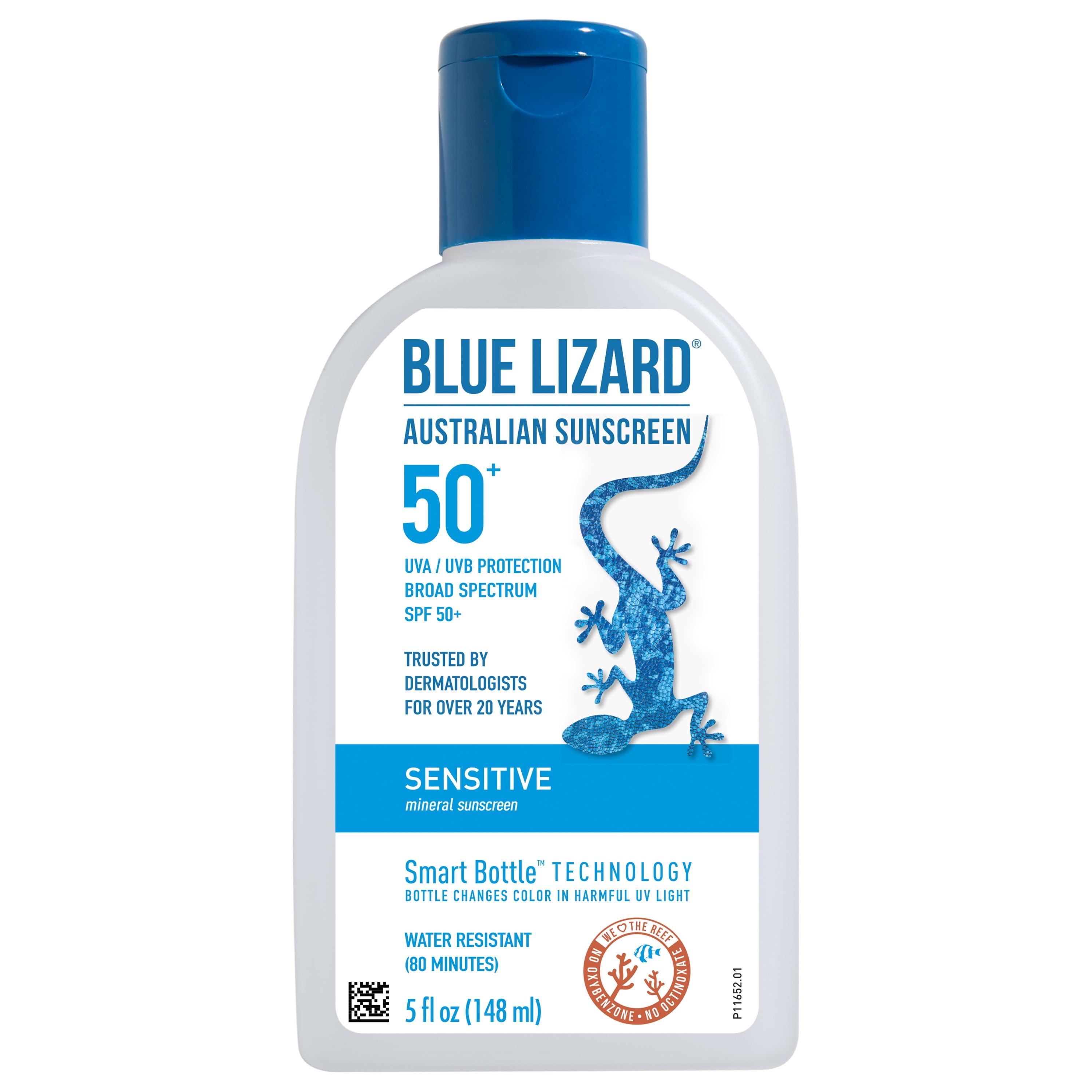 Blue Lizard Sensitive SPF 50+ Mineral Sunscreen Lotion, Broad Spectrum ...