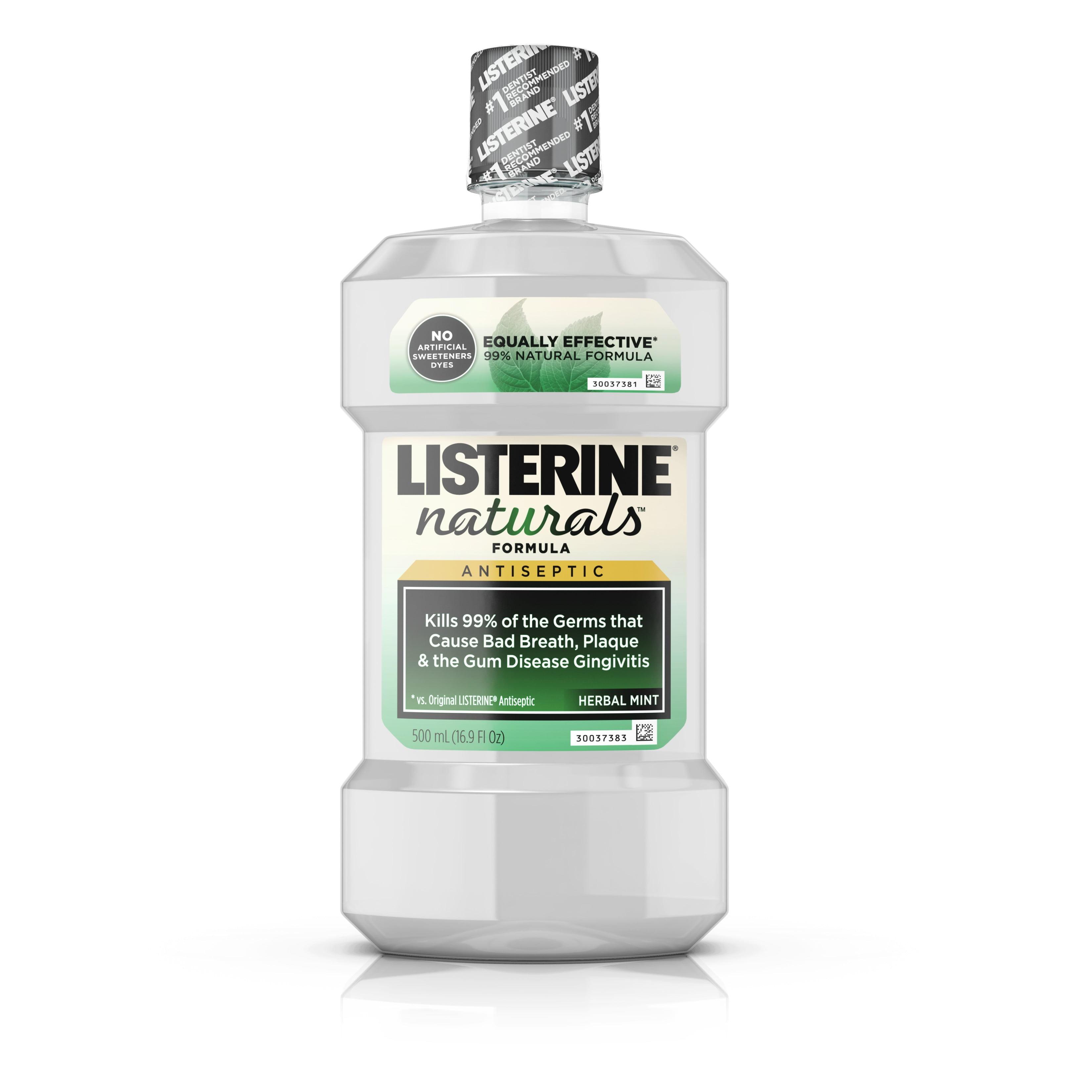 Listerine Naturals Antiseptic Mouthwash, Fluoride-Free, Mint, 500 mL ...