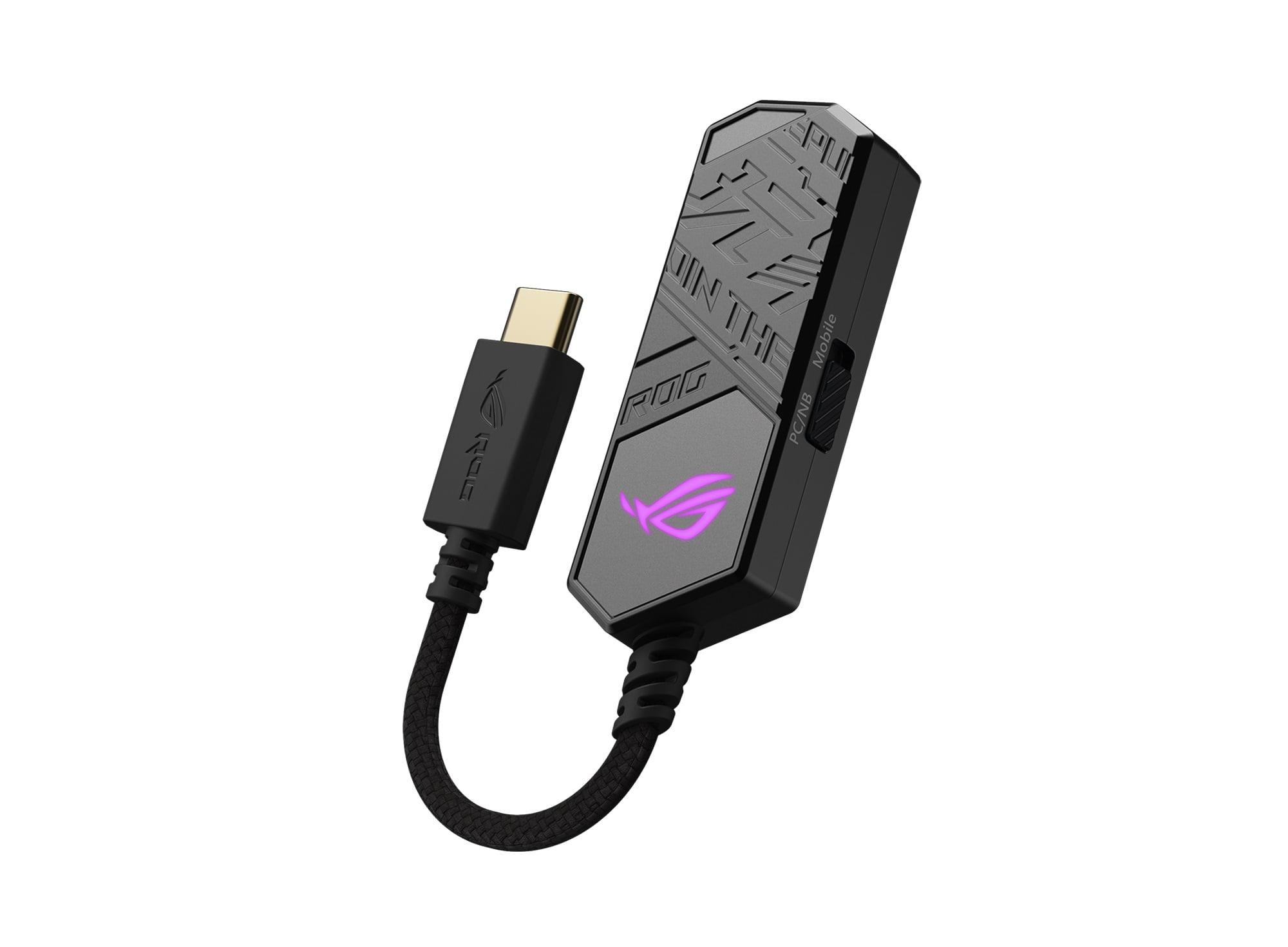 Asus ROG CLAVIS USB-C to 3.5 mm gaming DAC with AI Noise-Canceling Mic ...