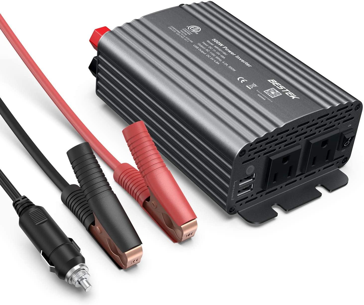 BESTEK 500W Power Inverter DC 12V to 110V AC Converter with 4.8A Dual ...